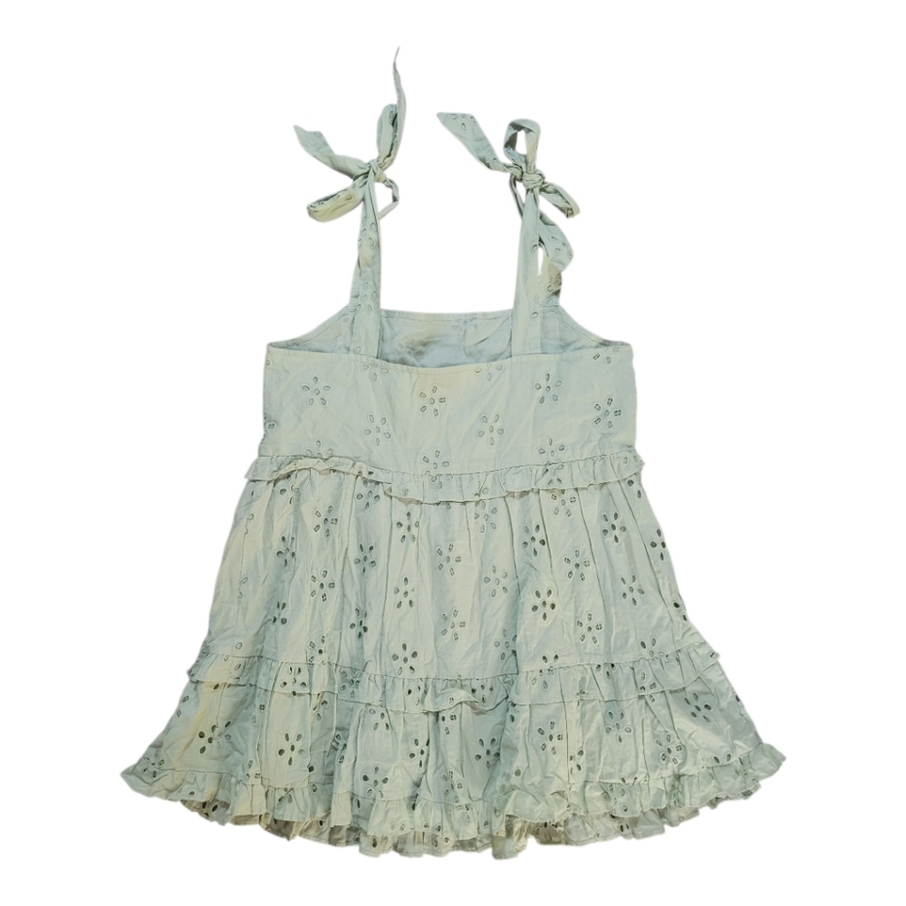 Asos Design Sage Green Tie Shoulder Mini Dress Floral Cut Out Embroidery 10 - Picture 6 of 11